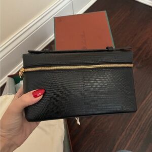 Loro Piana L19 Lizard Exotic bag black and gold NWT